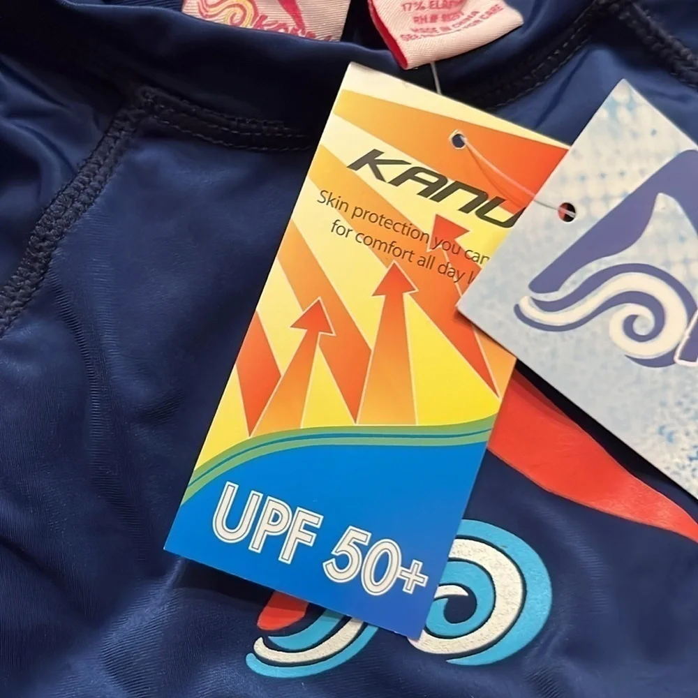 NWT Kanu Surf Girls Karlie Upf50Sun Protective Rashguard Swim Shirt navy large